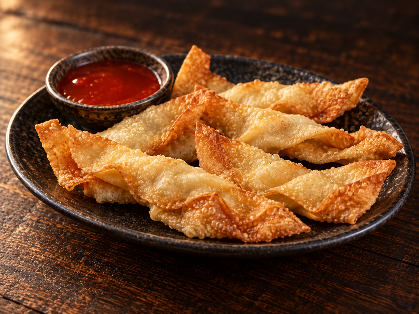 Crispy crab puffs with sweet chili sauce